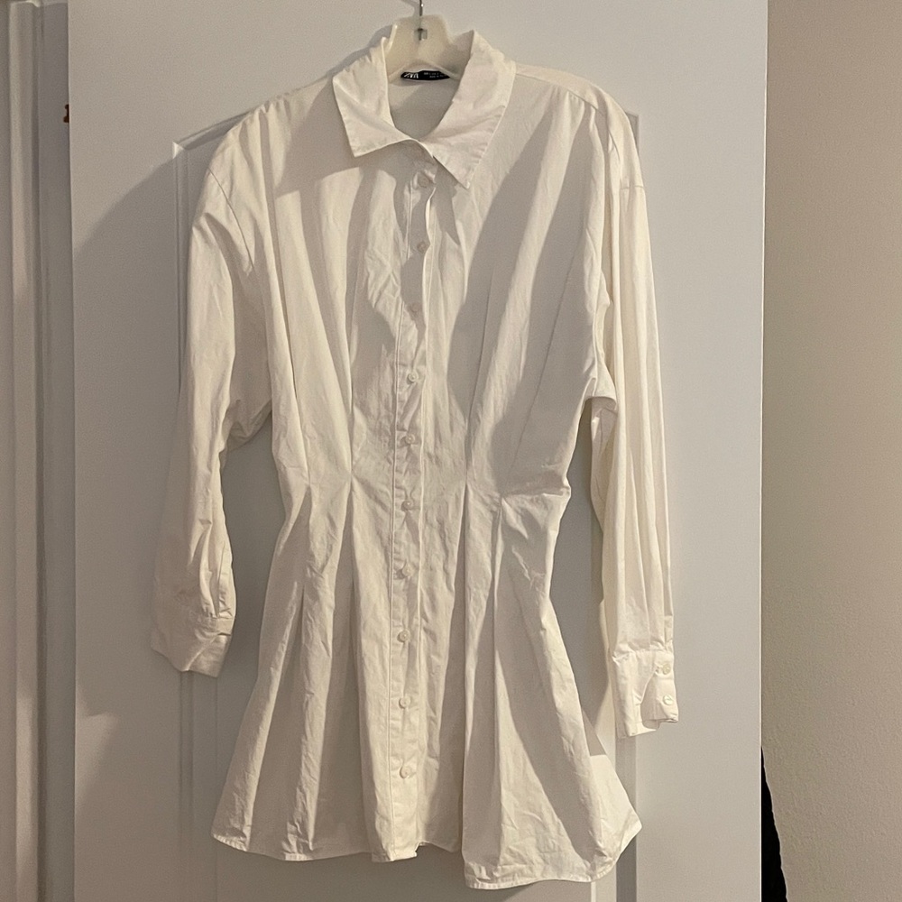 Zara White Button Down Dress